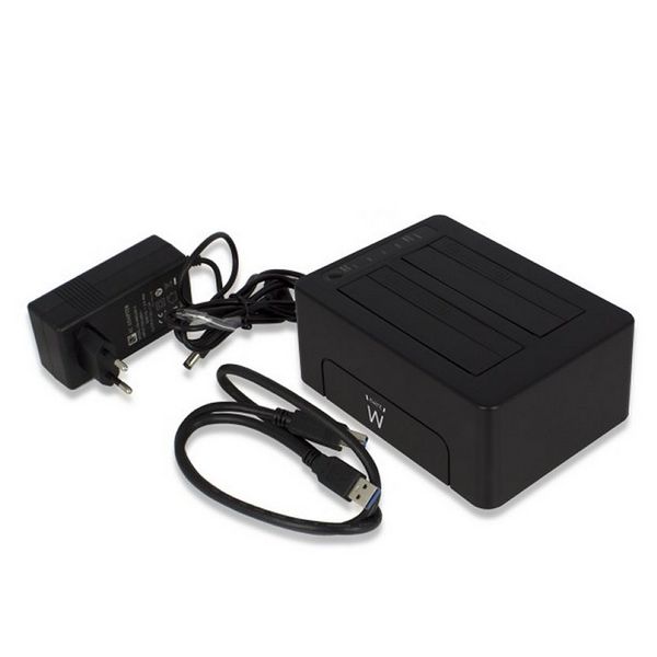 Dock Station Dual Ewent EW7014 Dual 2.5"-3.5" USB 3.1 ABS Preto - Image 4