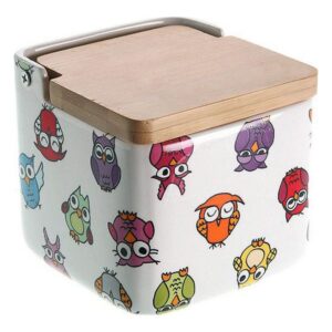 Saleiro com Tampa Coruja Cerâmica (11,8 x 11,2 x 11,7 cm)