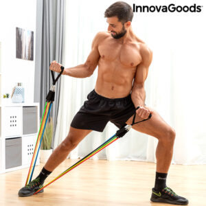 Conjunto de Elásticos de Resistência com Acessórios e Guia de Exercícios Rebainer InnovaGoods