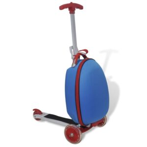 Scooter para crianças com mala azul