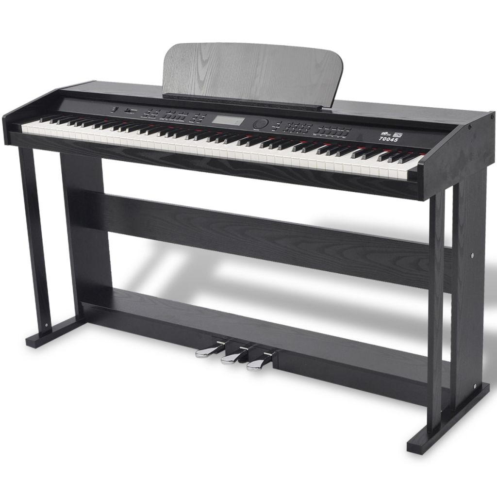 VIDAXL PIANO DIGITAL DE 88 TECLAS COM PEDAIS, PLACA DE MELAMINA PRETA