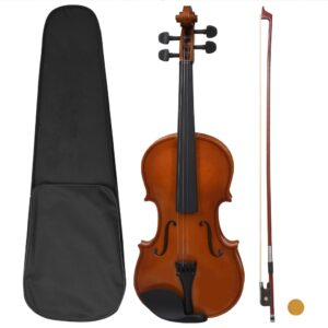 VIDAXL CONJ COMPLETO VIOLINO C/ ARCO E APOIO QUEIXO MADEIRA ESCURA 4/4