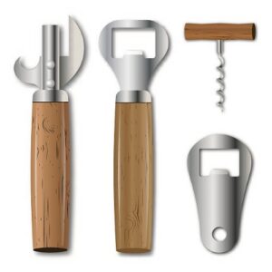 Saca-rolhas abridores de latas e garrafas